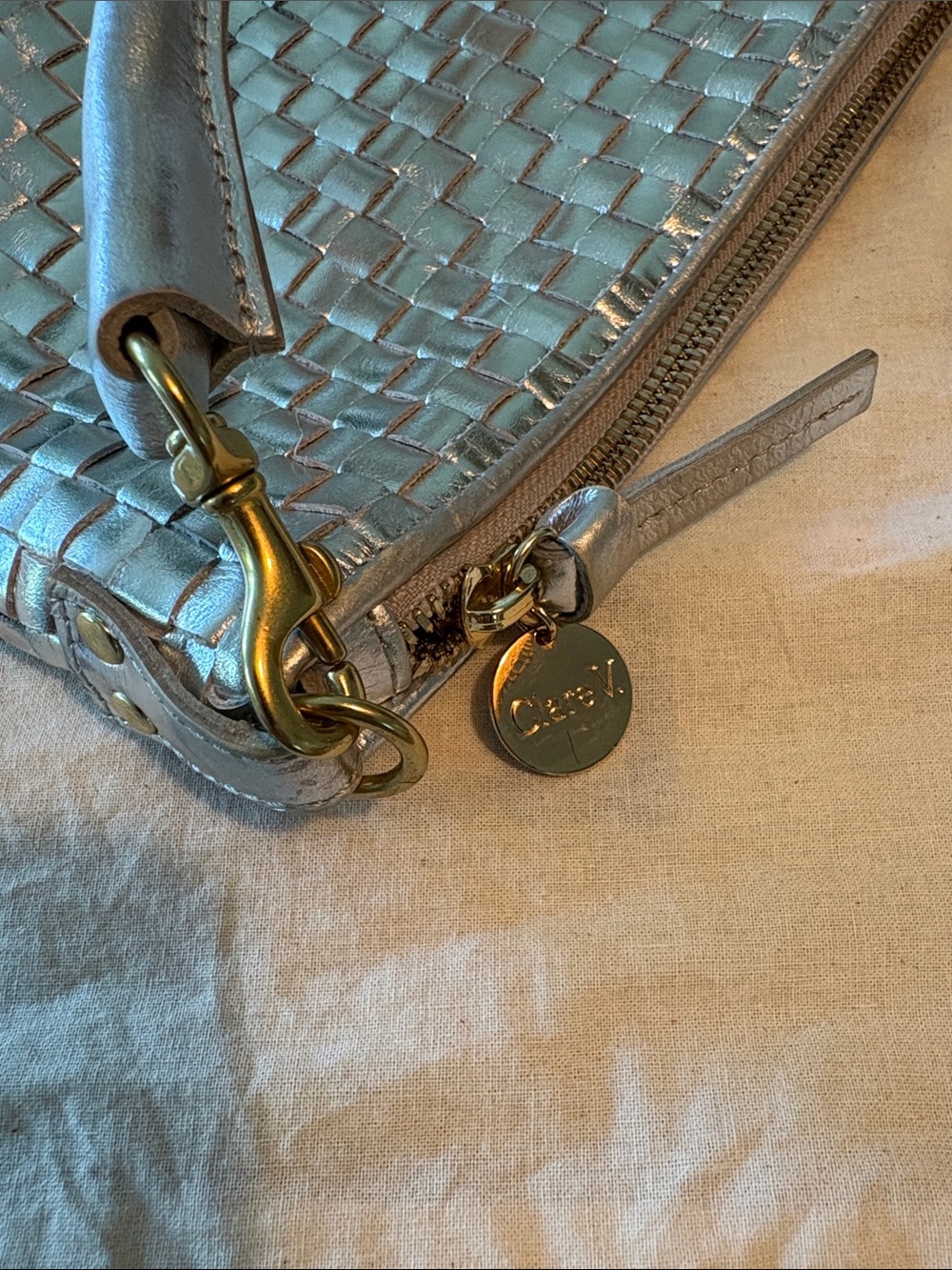 Clare V petite moyen woven silver bag - Picture 5 of 8